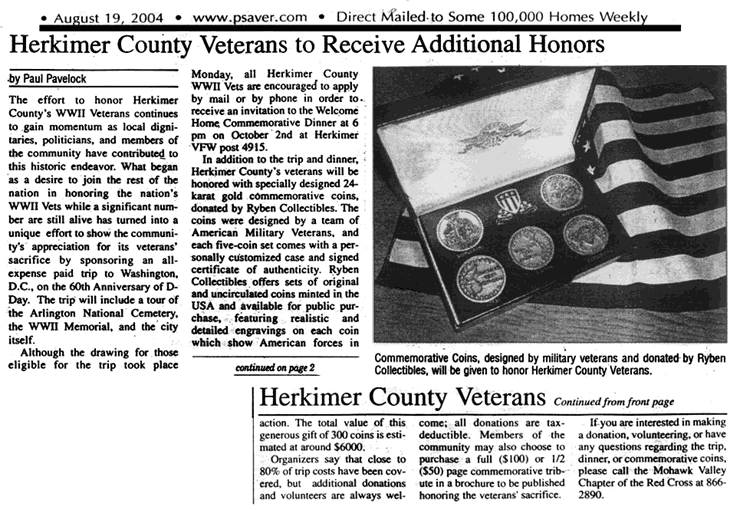 Herkimer County Veterans to Receive Additional Honors