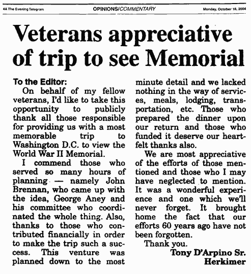 Veterans appreciative of trip to see Memorial