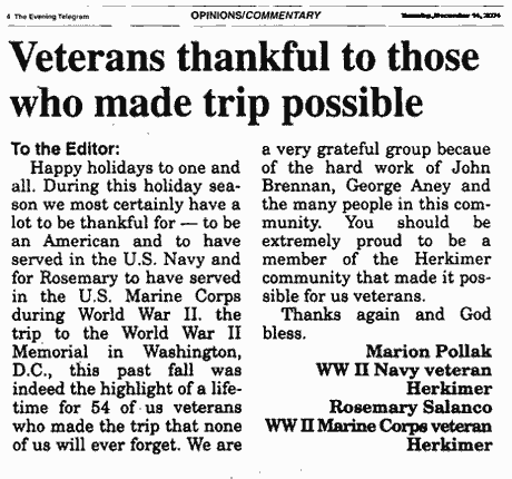 Veterans thankful to those who made trip possible